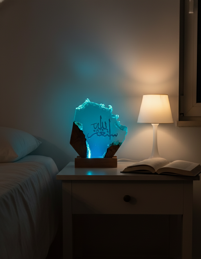 Modern Islamic interior design inspiration with handcrafted Reyzlin resin art pieces.